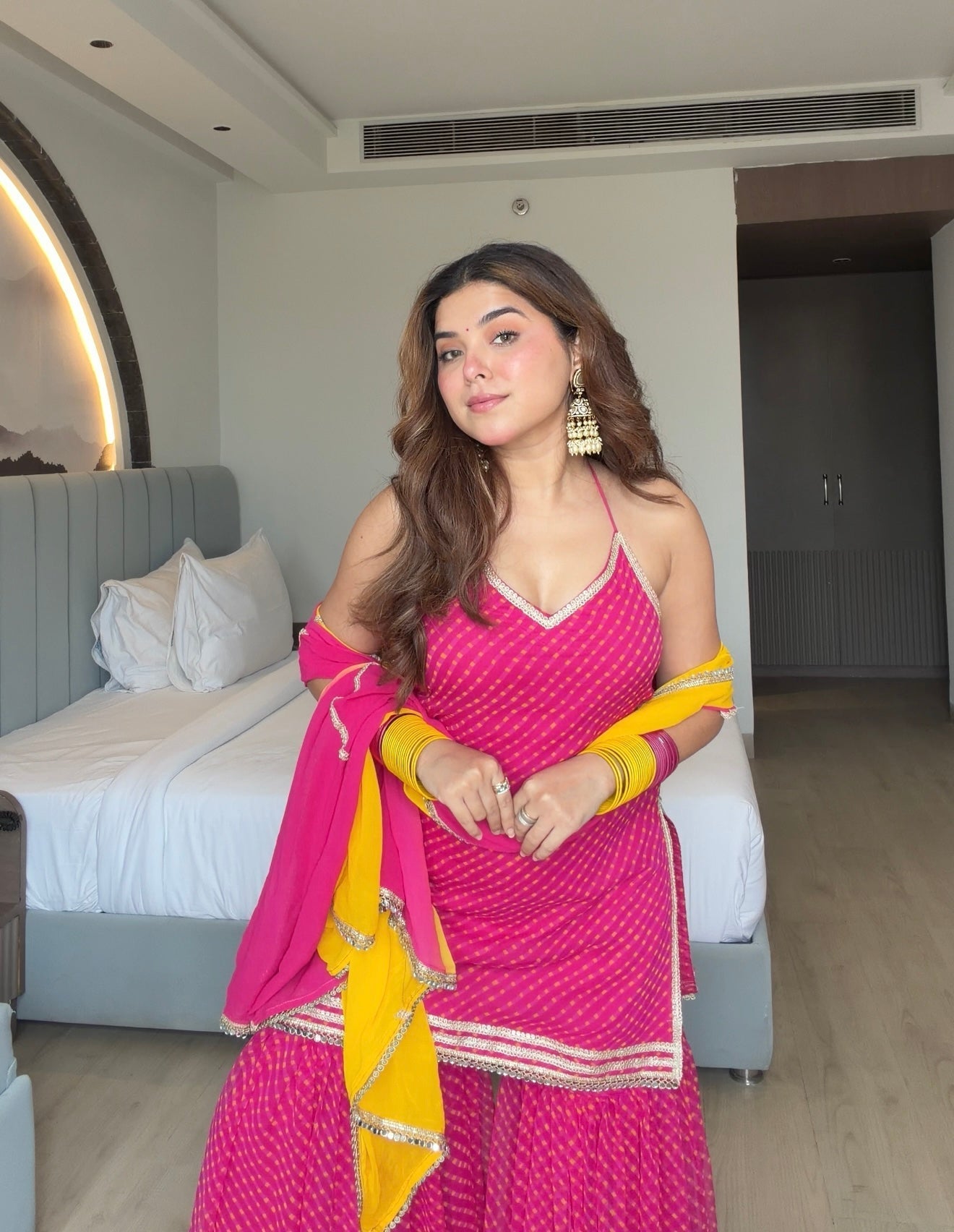 Festive Wear Pink Georgette Sharara Suit Set for Women | Wedding Pink Party Wear Sharara Suit