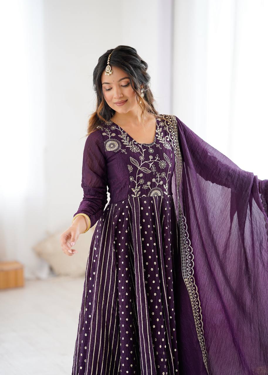 Designer Purple Festive Wear Anarkali Suit Set For Occasion