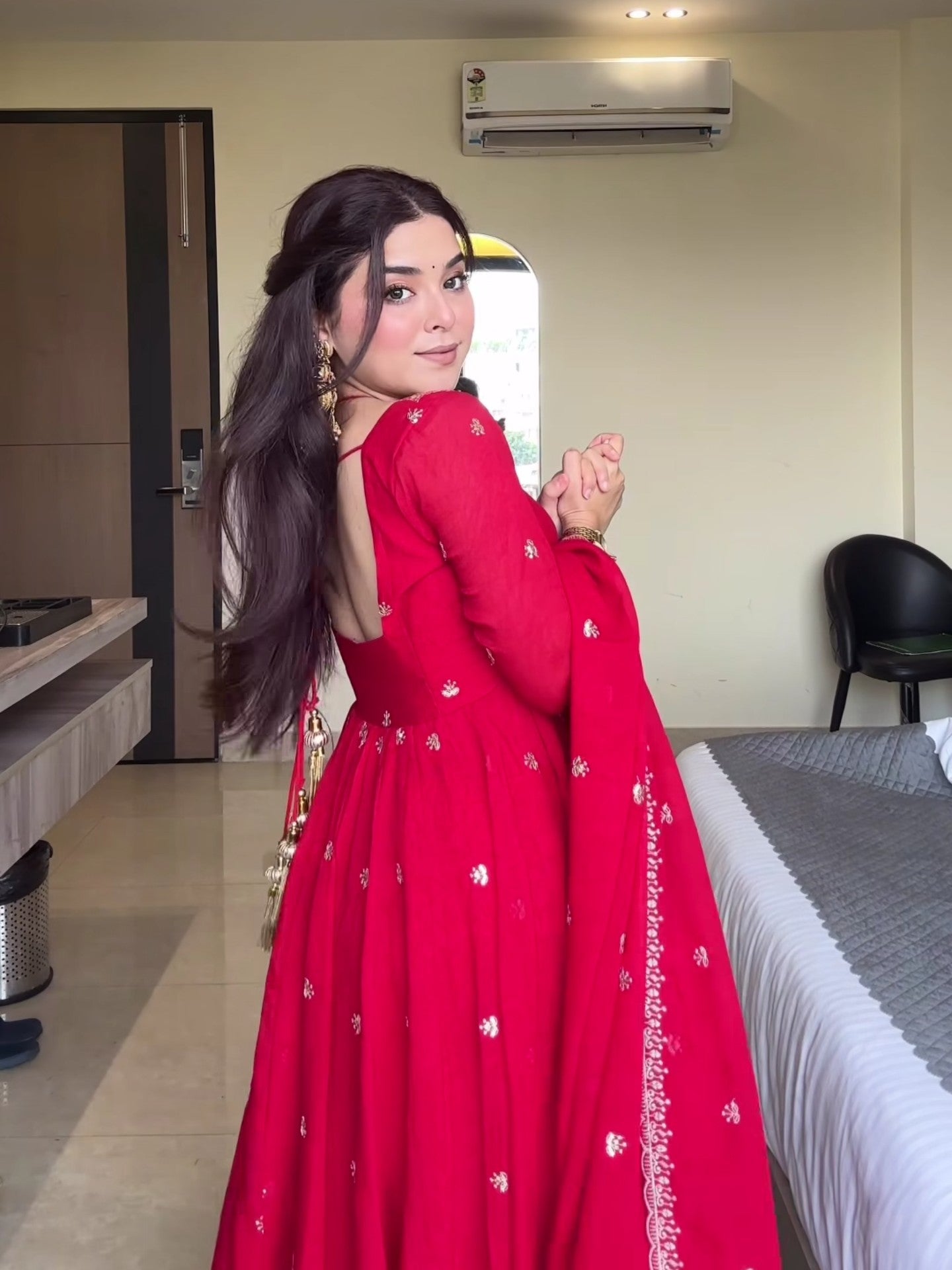 Neha Red Faux Georgette With Sequence Work Anarkali Suit