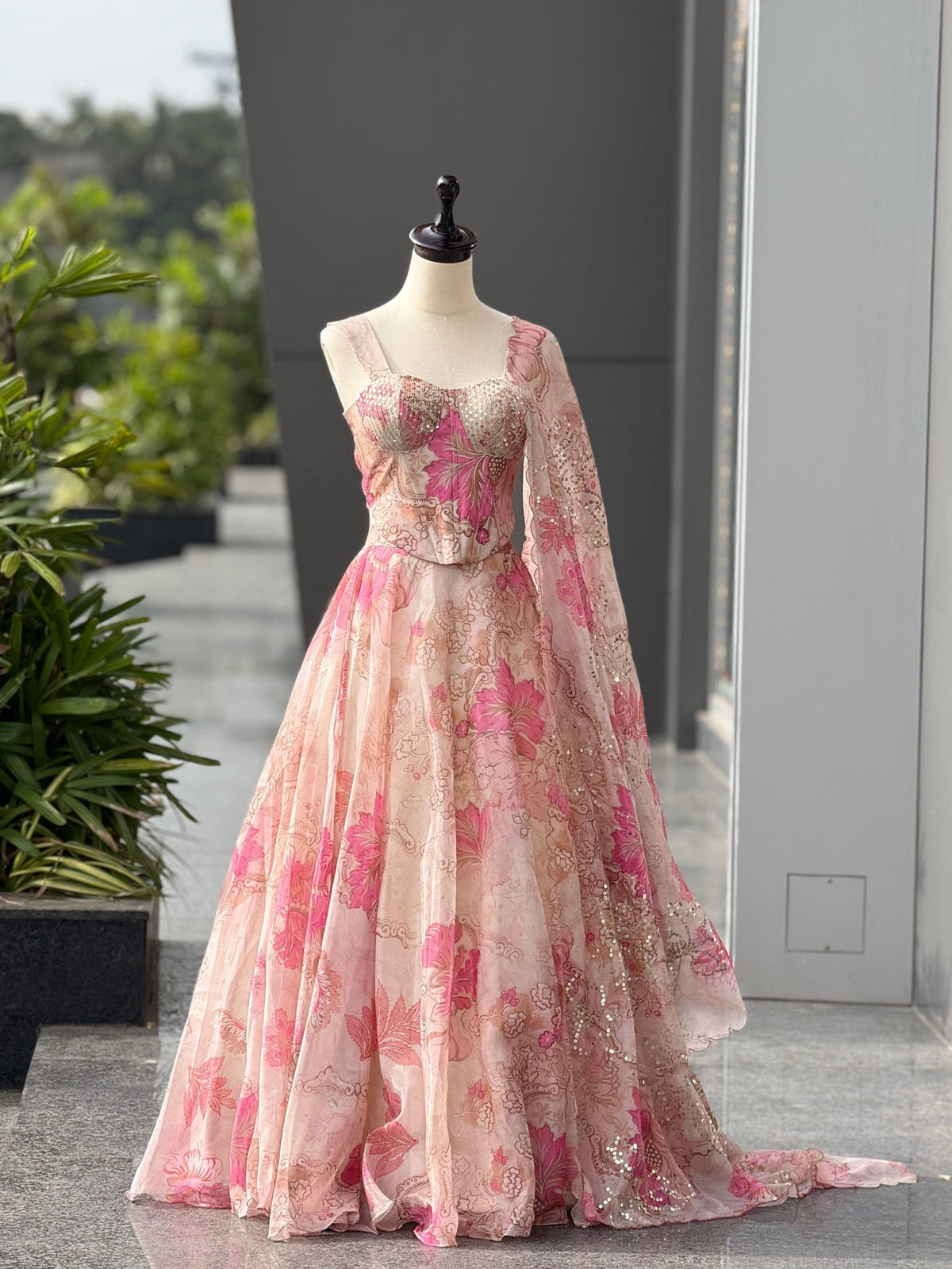 Ivory Floral Organza Silk Full Stitched Lehenga For Women | Wedding Outfits For Women