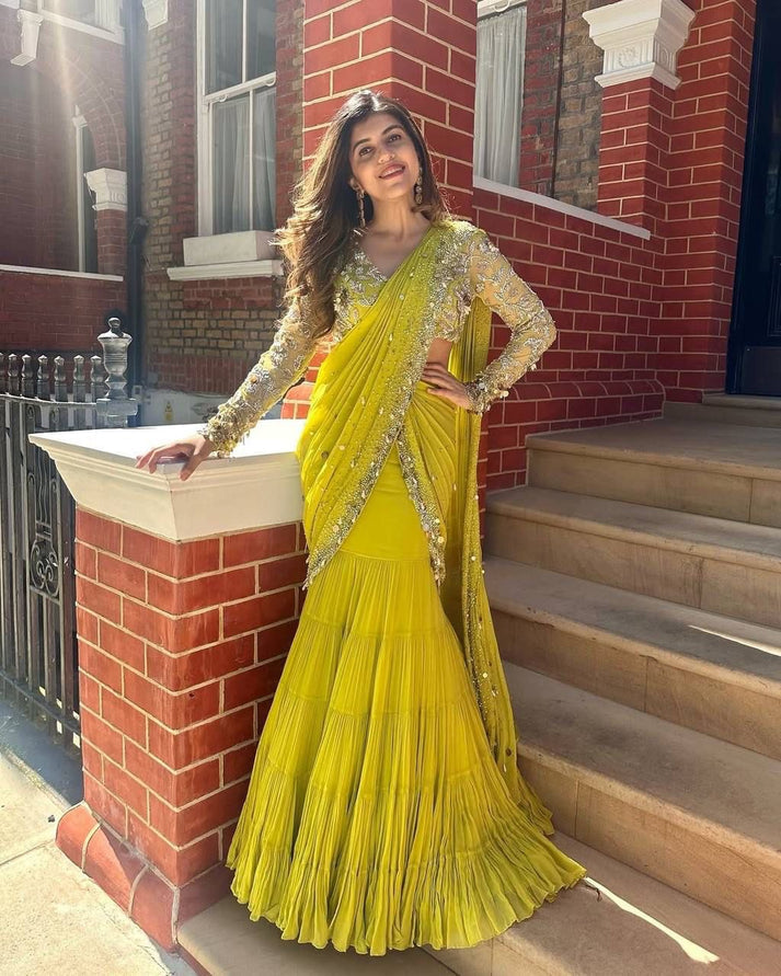 Fish Cut Ready To Wear Lehenga Saree for Weddings & Festive Occasions | Fish Cut Lehenga | Wedding Outfits For Women