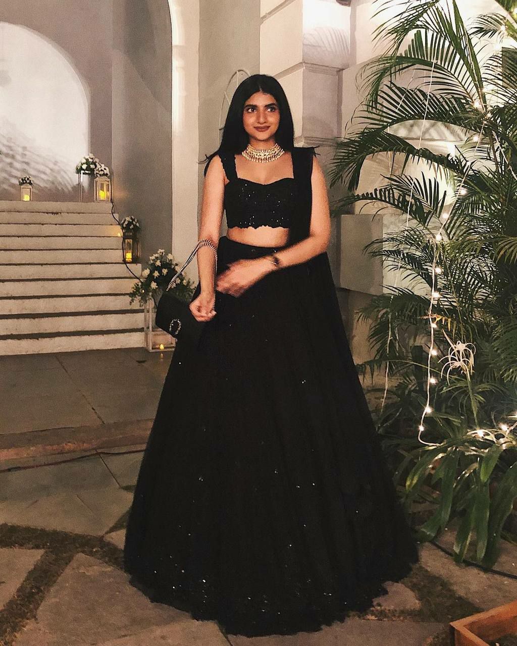 Black Sequin Embroidered Wedding Lehenga For Women | Black Lehenga For Women | Wedding Outfits For Women