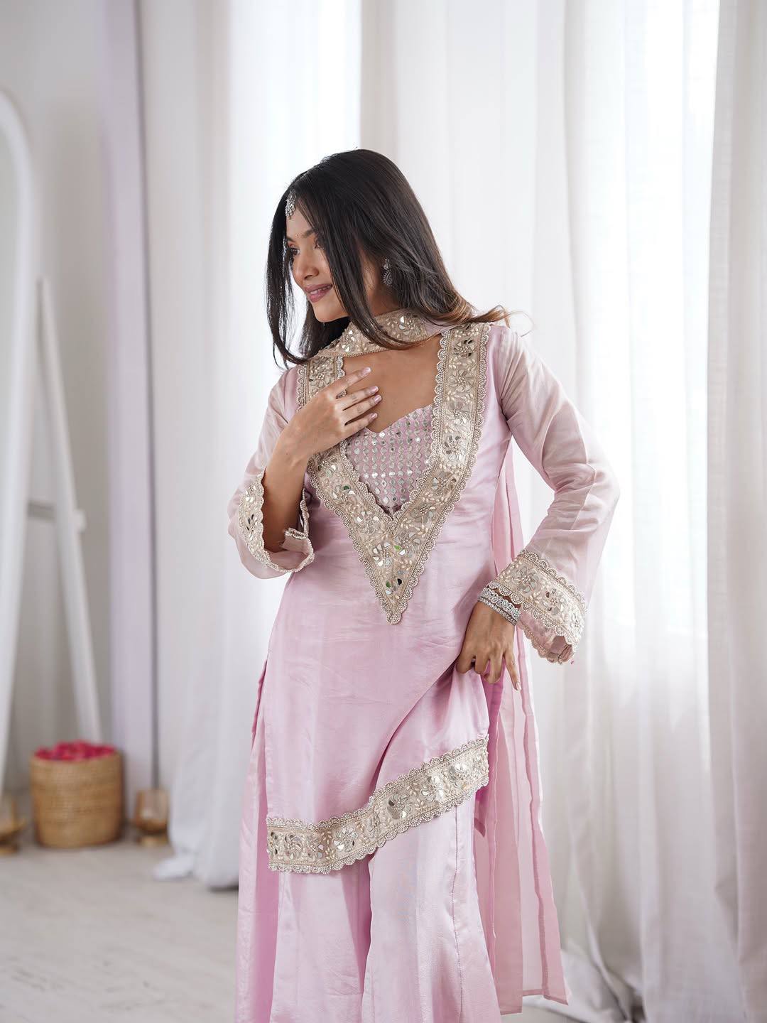 Elegant Pink Ethnic Ensemble