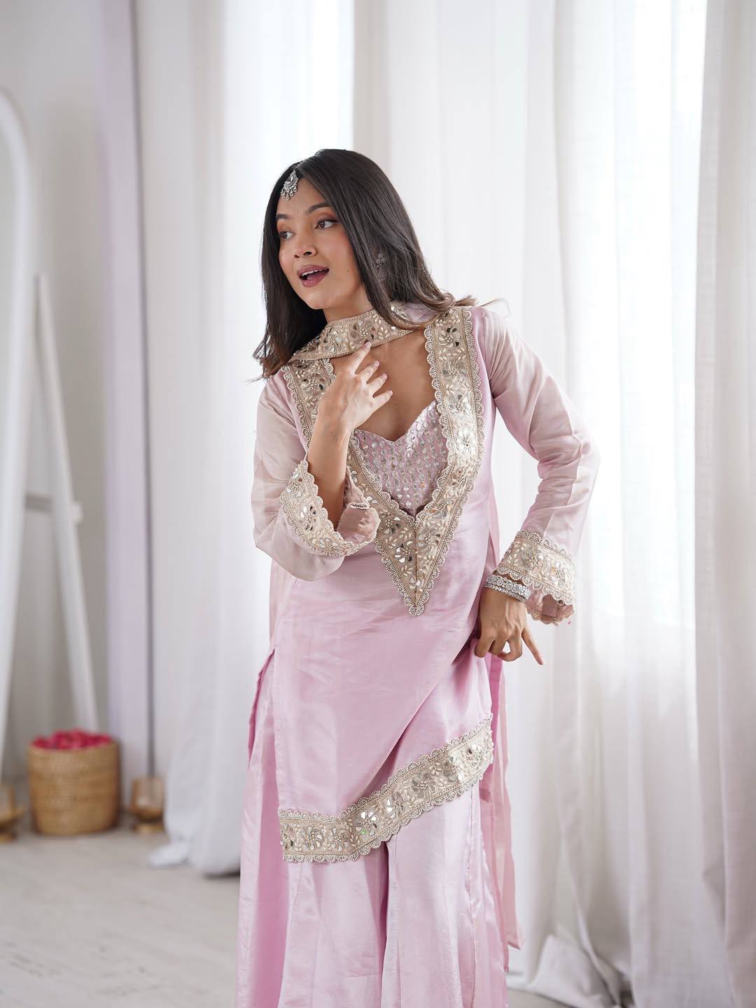 Elegant Pink Ethnic Ensemble