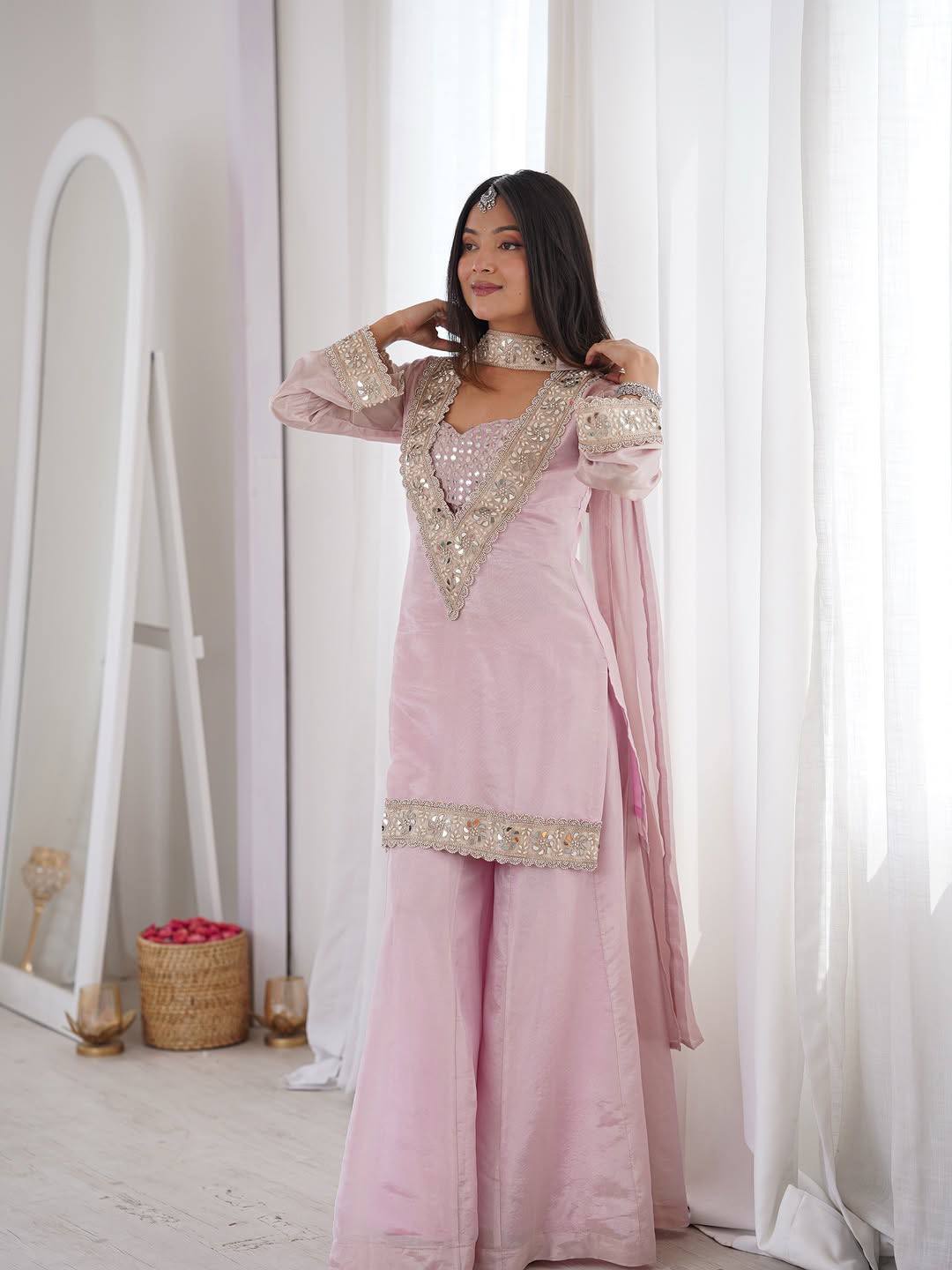 Elegant Pink Ethnic Ensemble