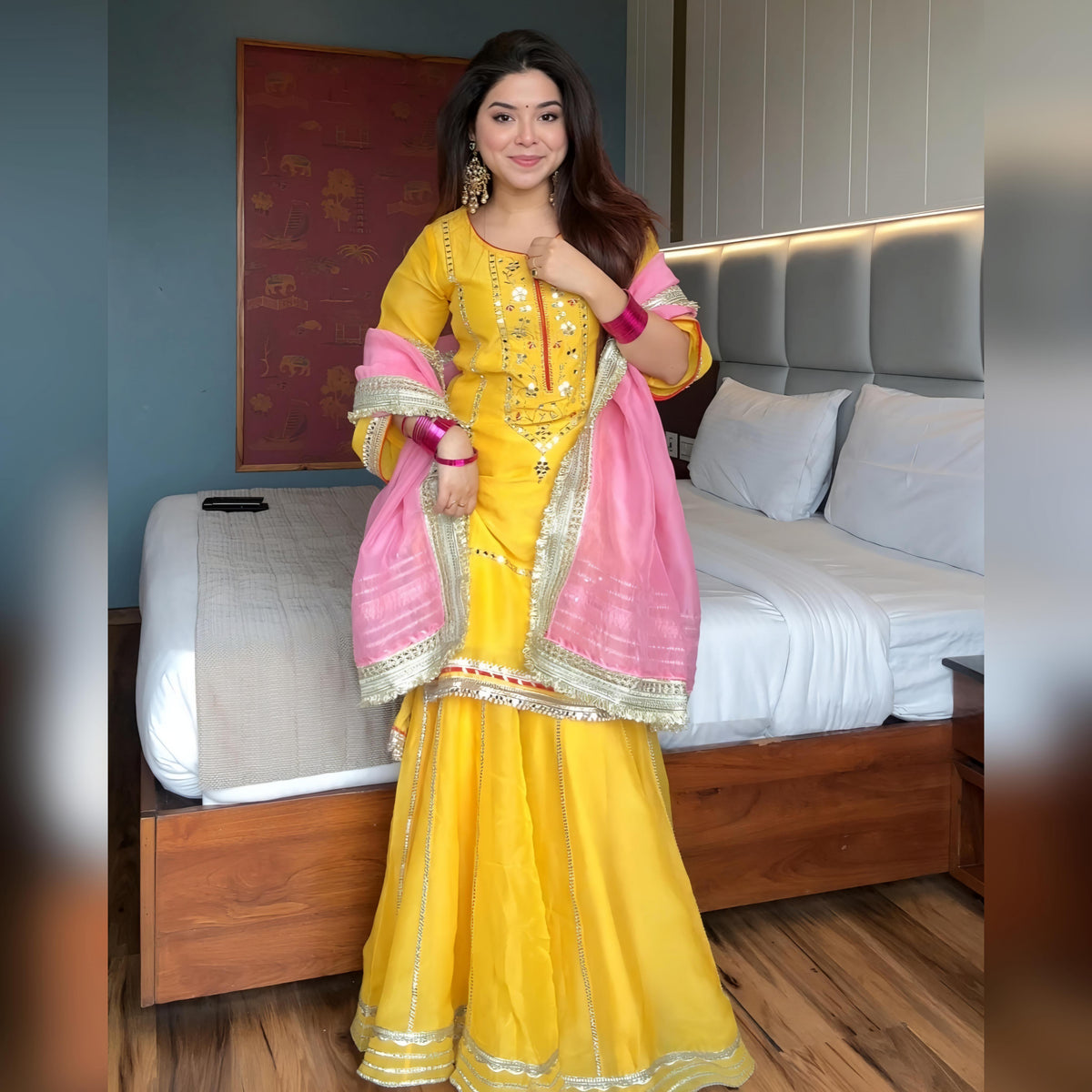 Designer Sharara Suit Set with Dupatta | Premium Organza Silk & Faux Georgette Party Wear
