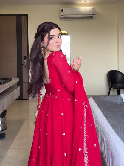 Neha Red Faux Georgette With Sequence Work Anarkali Suit