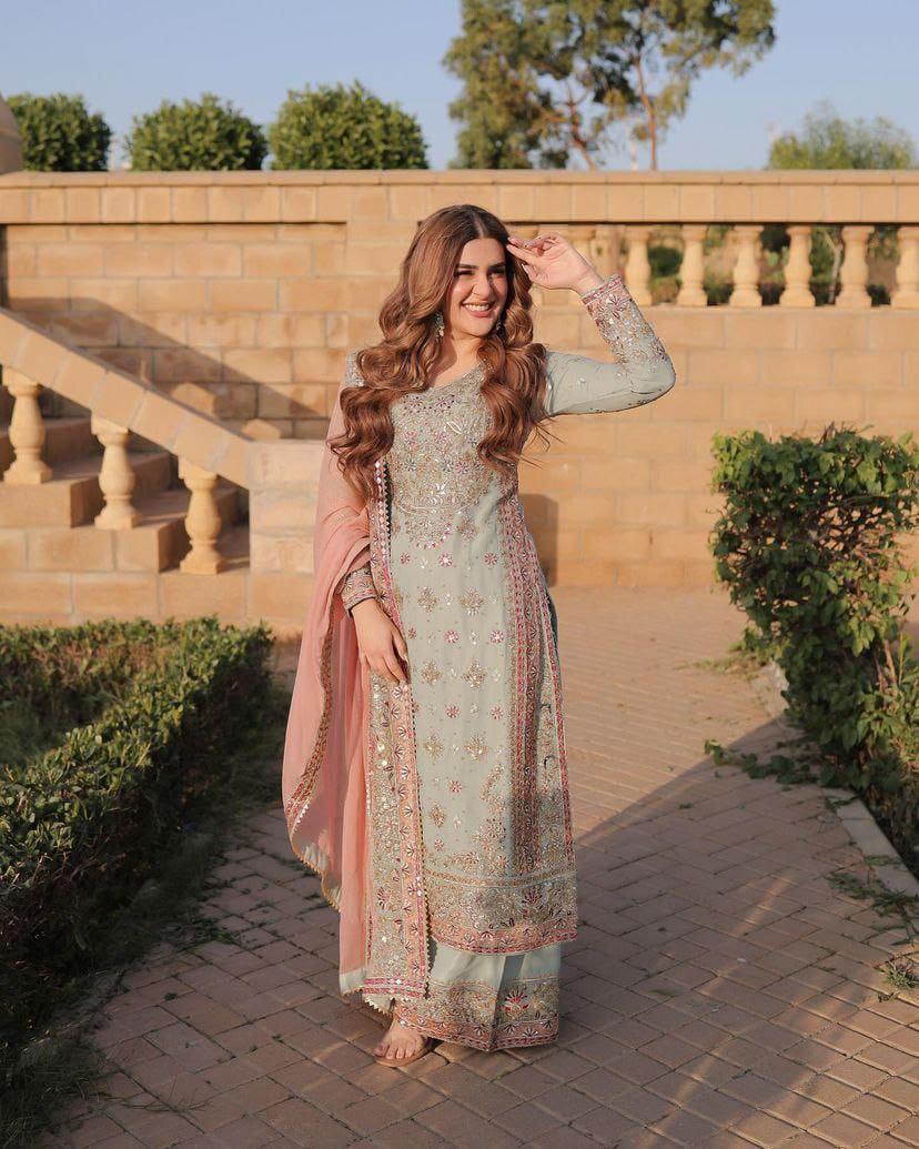 Festive Wear Green Georgette Sequin Work Sharara Suit Set with Embroidered Dupatta | Wedding & Party Wear