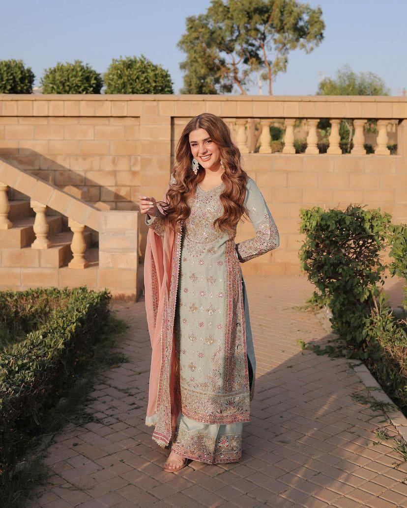 Festive Wear Green Georgette Sequin Work Sharara Suit Set with Embroidered Dupatta | Wedding & Party Wear