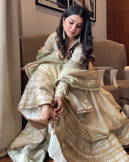 Neha's Off White Colour Trending Anarkali Suit Set