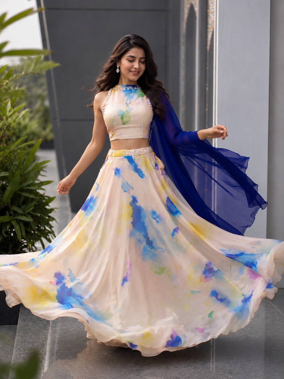 Designer Jimmy Organza Digital Printed Lehenga Choli Set | Women's Party & Wedding Wear