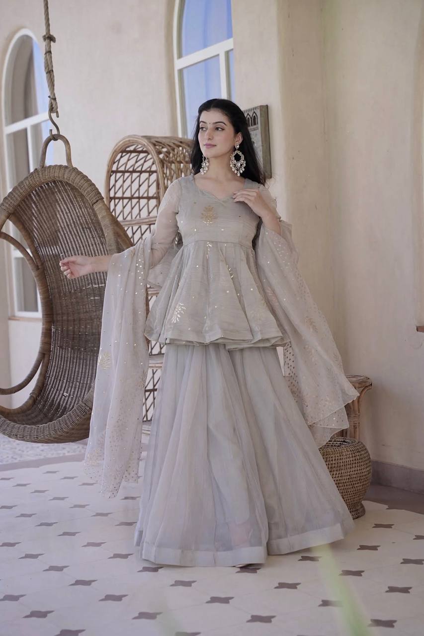 Premium Ivory Beige Ethnic Palazzo Suit with Designer Dupatta